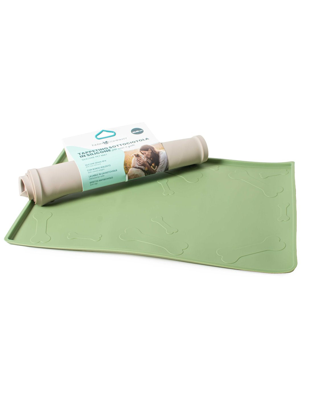 Farm Company silicone pet mat in mixed colors, 42x30cm, ideal accessories for dogs and pet feeding areas.