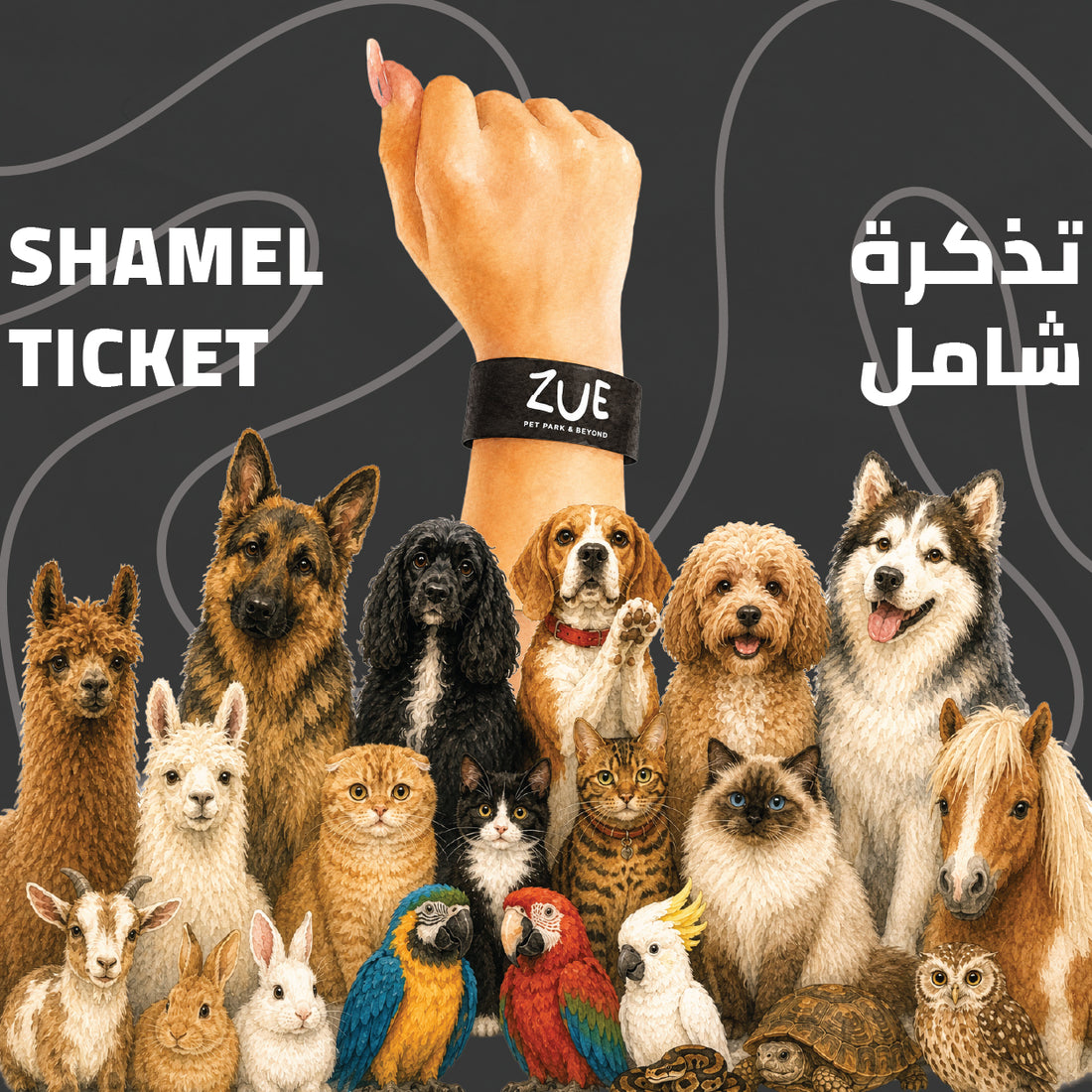 Zue For Pet Supplies Co. Shamel all park entry tickets, colorful paper tickets with park details and branding, ready for entry.