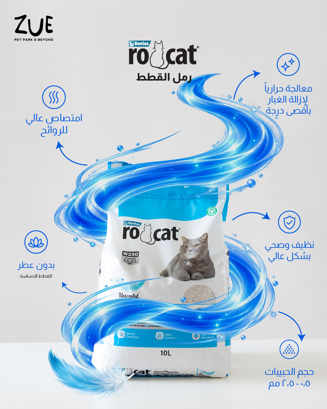 RoCat Unscented Cat Litter 10Ltr - رمل للقطط