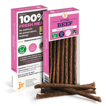 SVK Pure Beef sticks 50g retail product, showing a pack of high-quality beef snack sticks with branding and packaging details.