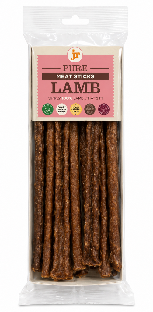 SVK Pure Lamb Stick 50g, a natural pet treat made from pure lamb, shown in a clear retail packaging.