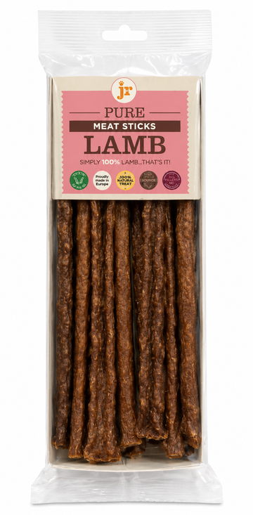 SVK Pure Lamb Stick 50g, a natural pet treat made from pure lamb, shown in a clear retail packaging.