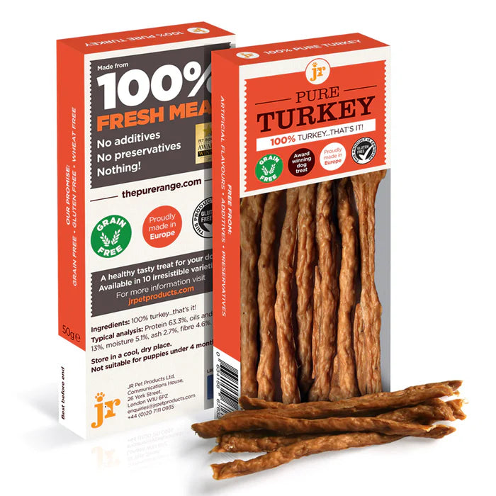 SVK Pure Turkey sticks 50g, retail product image showing healthy turkey snack in clear packaging