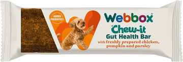 Webbox Chew It Gut Health Bar with chicken for dogs, 30g, by SVK showing the chewable treat with chicken flavor.