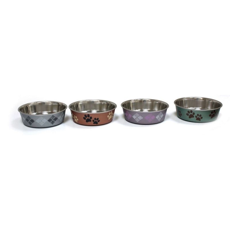 Croci Steel Bowl Roxy Satin pet accessory, 750ml capacity, 17cm diameter, made of stainless steel for pets.