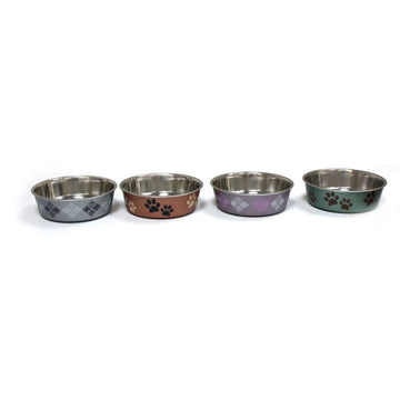 Croci Steel Bowl Roxy Satin pet accessory, 750ml capacity, 17cm diameter, made of stainless steel for pets.