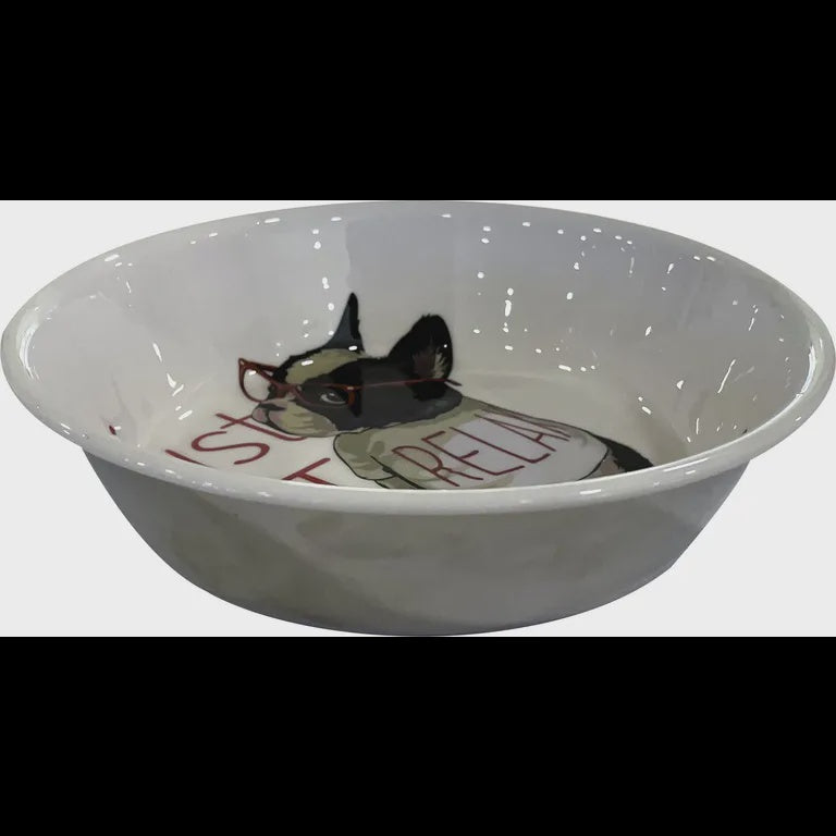 Croci Steel Bowl Bulldog Lovers White - 400ml - وعاء ستيل بولدوج لافرز من كروسي أبيض - 400 مل - اكسسوارات القطط - Zue For Pet Supplies Co.