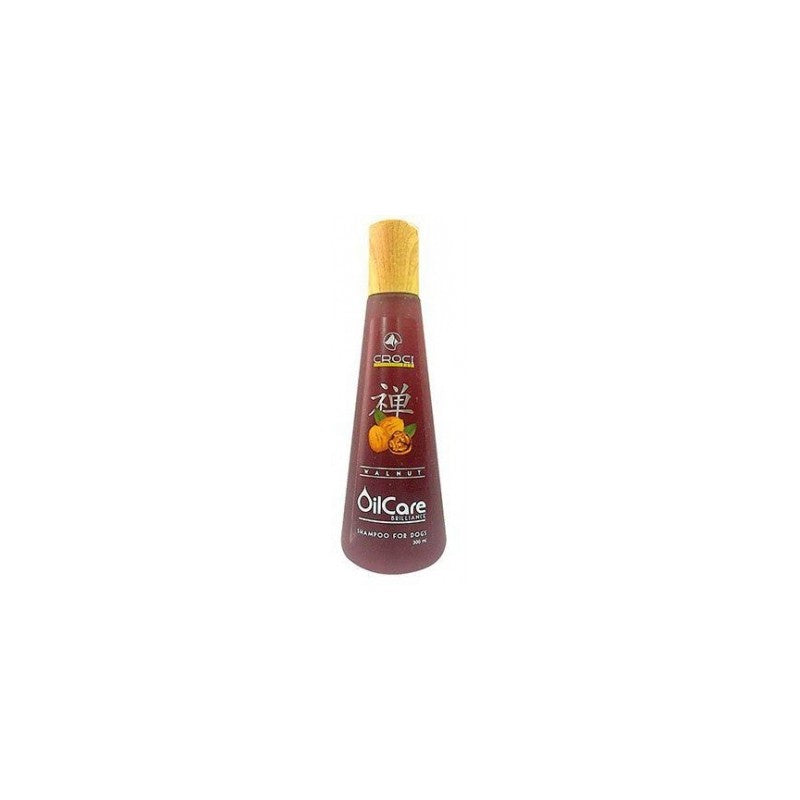 Croci Oilcare Brilliance shampoo bottle, part of Croci's hygiene and care line, designed for nourishing hair with oil-based formula.