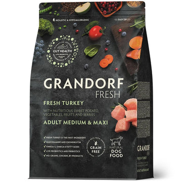 Grandorf - Dog Fresh Turkey- Adult Medium & Maxi Breeds - 3 Kg جراندورف ديك رومي طازج للكلاب البالغة من السلالات المتوسطة والكبيرة – 3 كجم