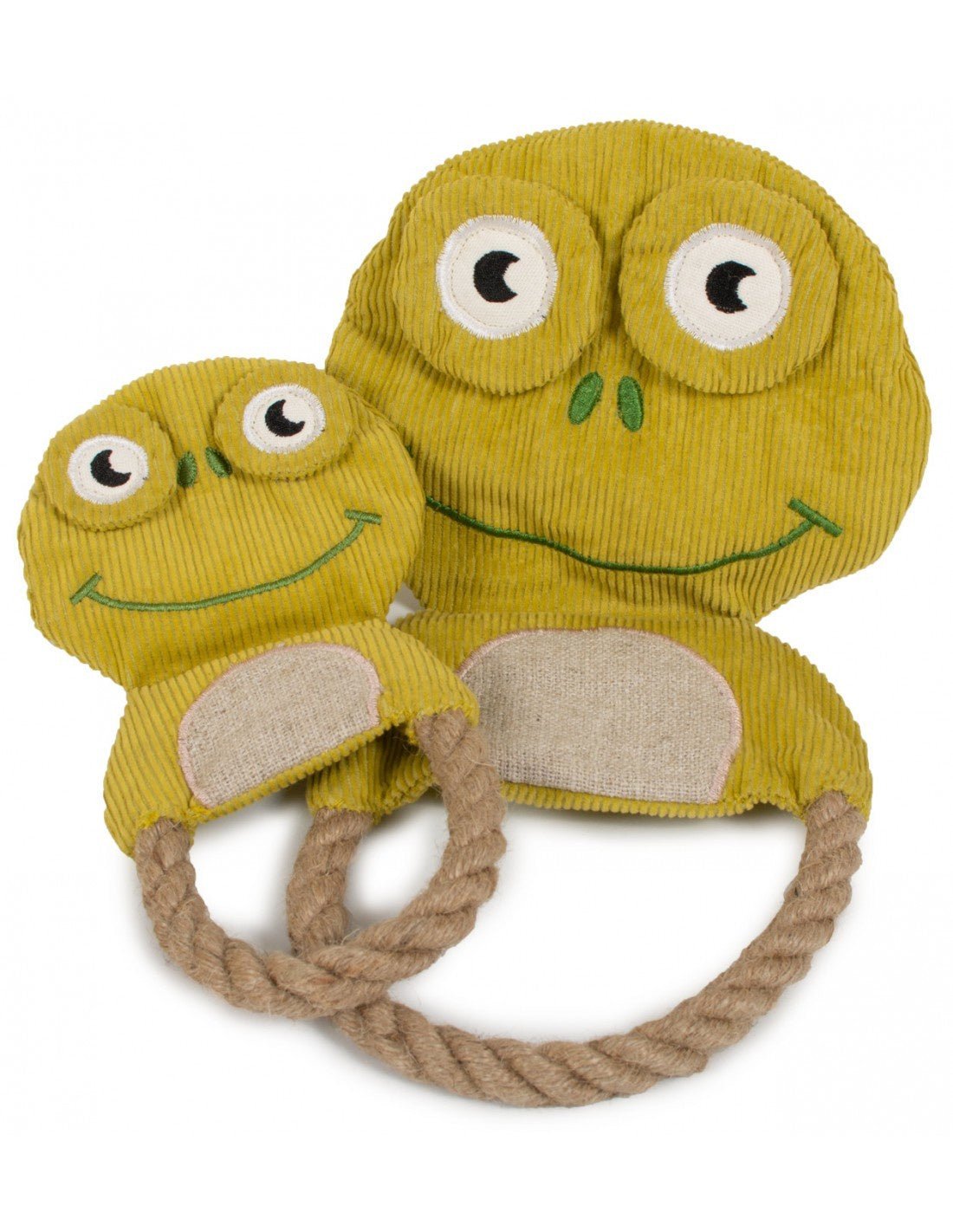 Farm Company green cotton and hemp rope plush toy for pets, S/M size, 22 cm, dog toy accessory with soft plush and durable rope.