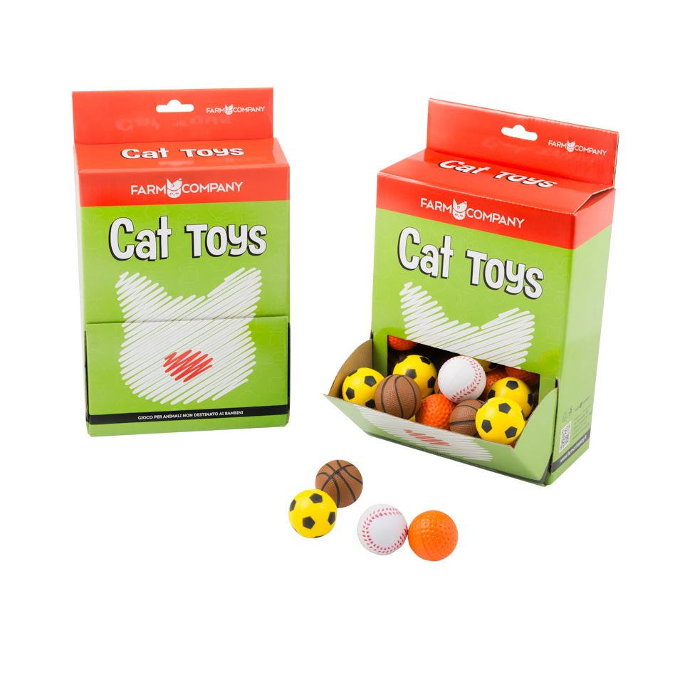 Farm Company sponge sport balls for cats, 4 cm, colorful cat accessories designed for play and entertainment.