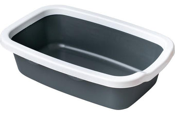 Dark grey Farm Company square cat tray with rim and scoop, measuring 58x38.5x16 cm, designed for cat accessories.