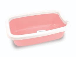 Farm Company salmon pink square cat tray with rim and scoop, 58x38.5x16 cm, cat accessory suitable for litter and grooming.