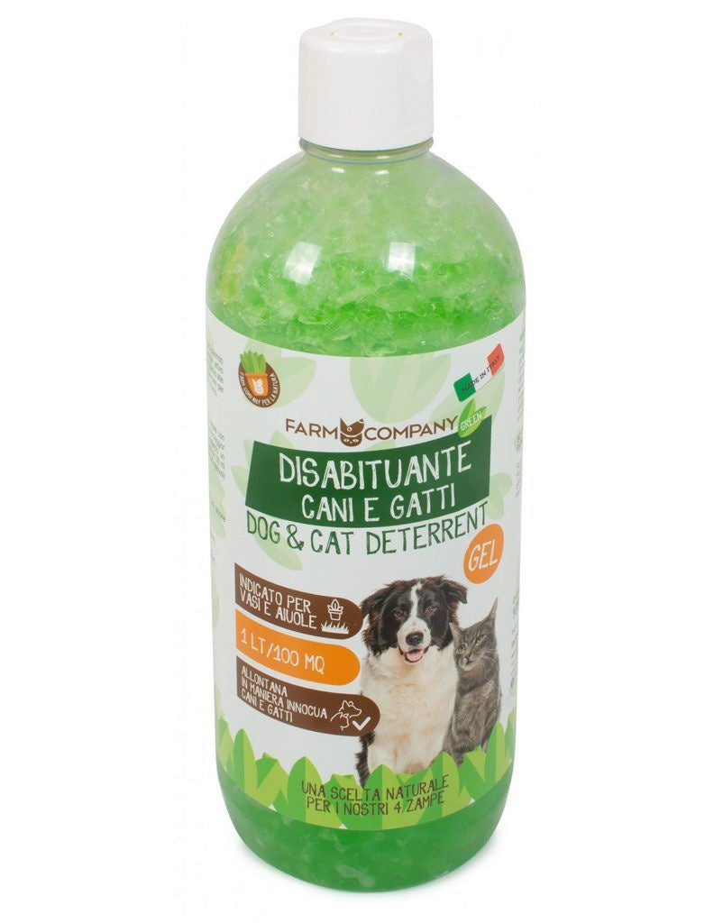 Farm Company Green Repellent Gel for dogs and cats in 1L bottle, pet-safe spray for outdoor and indoor use.