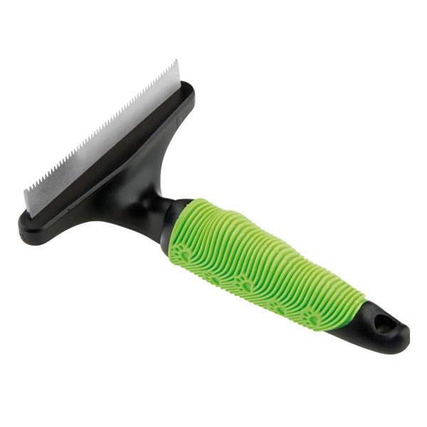 Farm Company large dog deshedder blade with rubber soft grip, 100 mm, 1.5 mm thickness for effective fur removal.