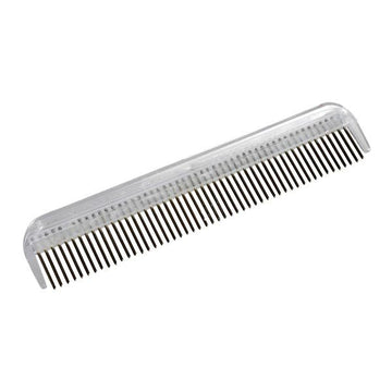 Farm Company plastic handle dog grooming comb with 50 rotating teeth, ideal for pet grooming and de-shedding.