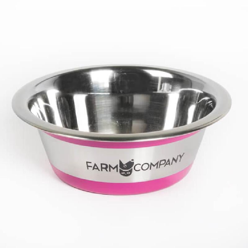 Farm Company opaque stainless steel dog bowl, 25cm, with colorful finish, ideal for feeding pets in durable, modern design.