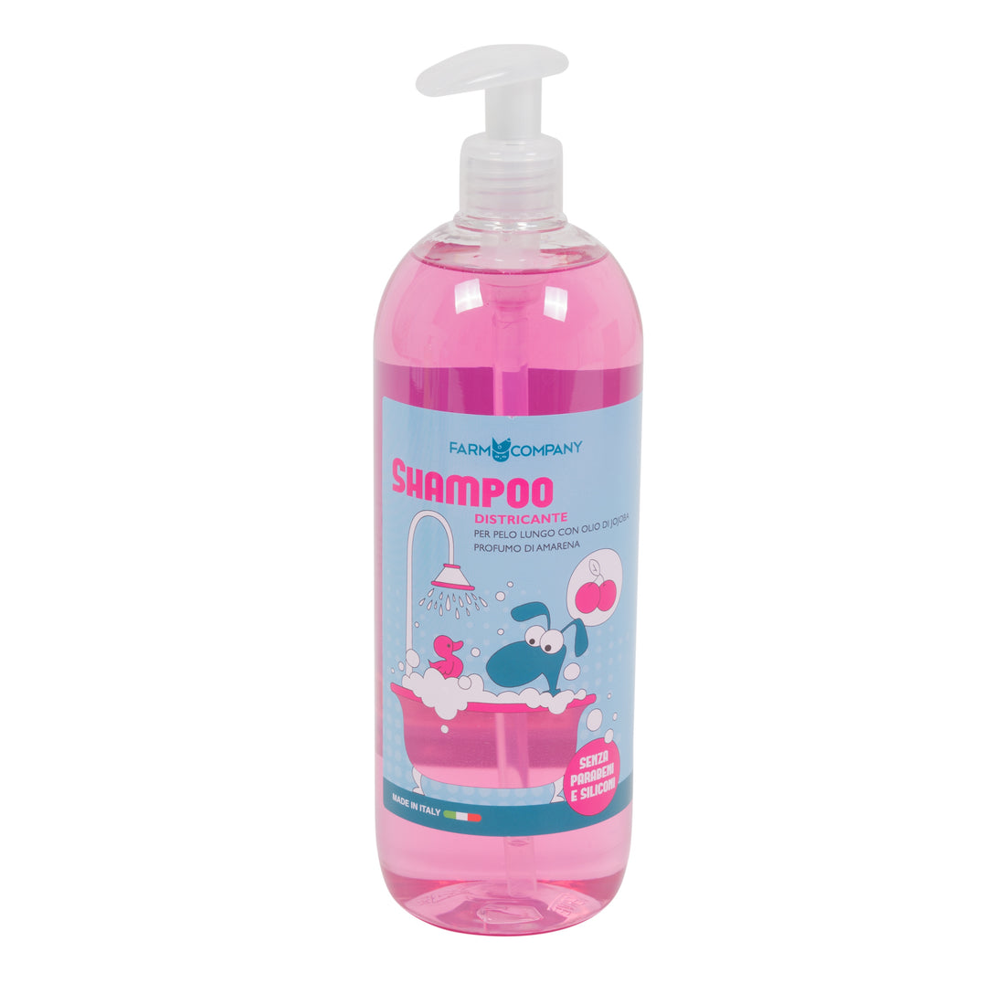 Farm Company detangling shampoo with jojoba oil for dogs and cats, 1 liter bottle, gentle pet grooming product.