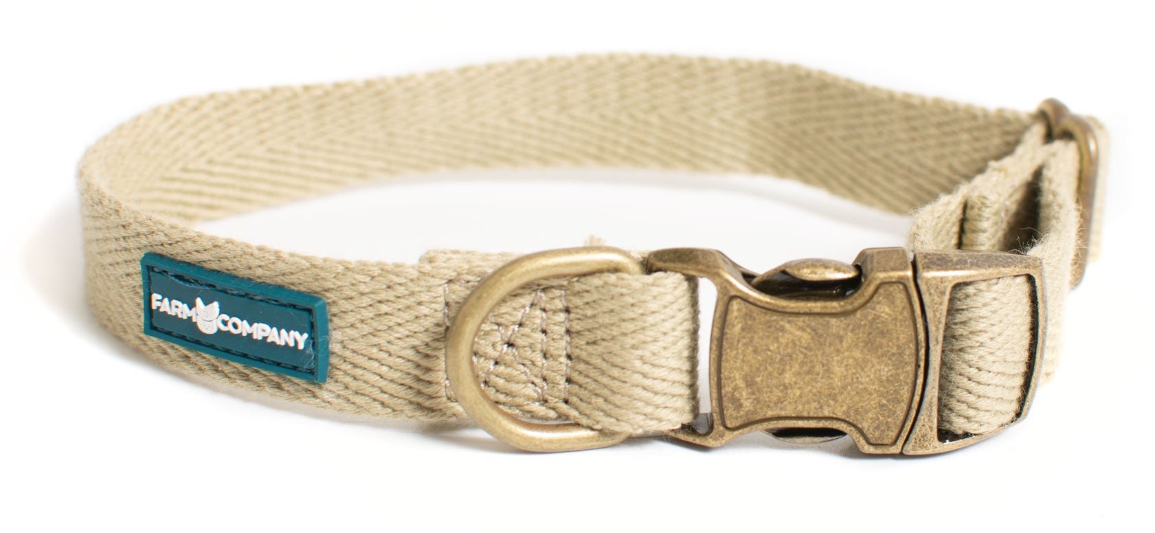 Farm Company green soybean adjustable dog collar in taupe, 50cm, featuring a comfortable and durable design for pets.