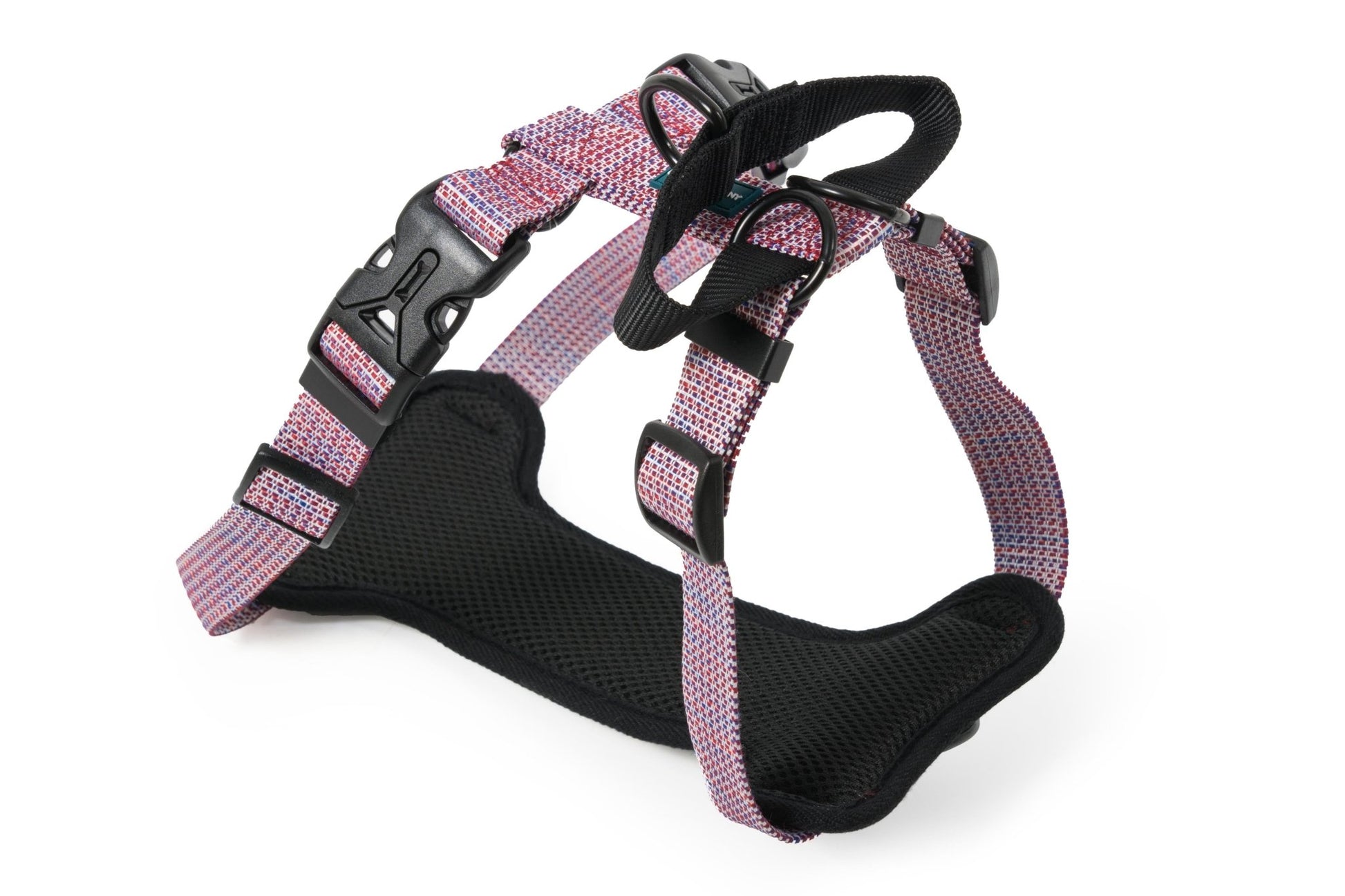 Farm Company nylon deluxe burgundy dog harness in medium size, adjustable 25mm wide strap, 60cm length for control and comfort.