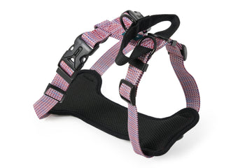 Farm Company nylon deluxe burgundy dog harness in medium size, adjustable 25mm wide strap, 60cm length for control and comfort.