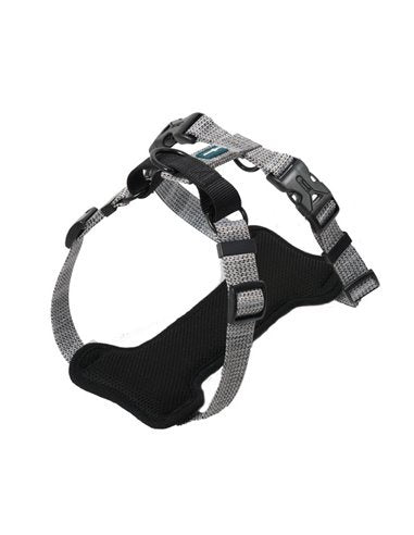 Farm Company Nylon Deluxe Dog Harness in silver, M size 25mm x 53cm, adjustable control and chest harness for dogs.