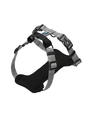 Farm Company Nylon Deluxe Dog Harness in silver, M size 25mm x 53cm, adjustable control and chest harness for dogs.