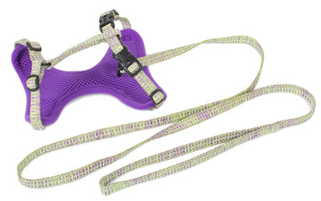 Farm Company nylon deluxe dog harness with purple leash, adjustable 35-120cm, comfortable control for medium to large dogs.