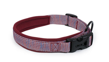 Farm Company nylon deluxe burgundy dog collar, XL size, 25mm wide and 68cm long, for pet accessories and collars.