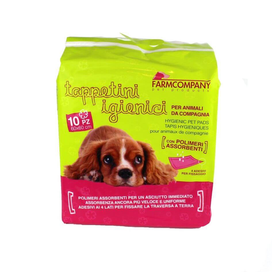 Farm Company hygienic carpets, 60x60 cm, 10 pads, showcasing a clean, soft surface ideal for hygiene and care needs.