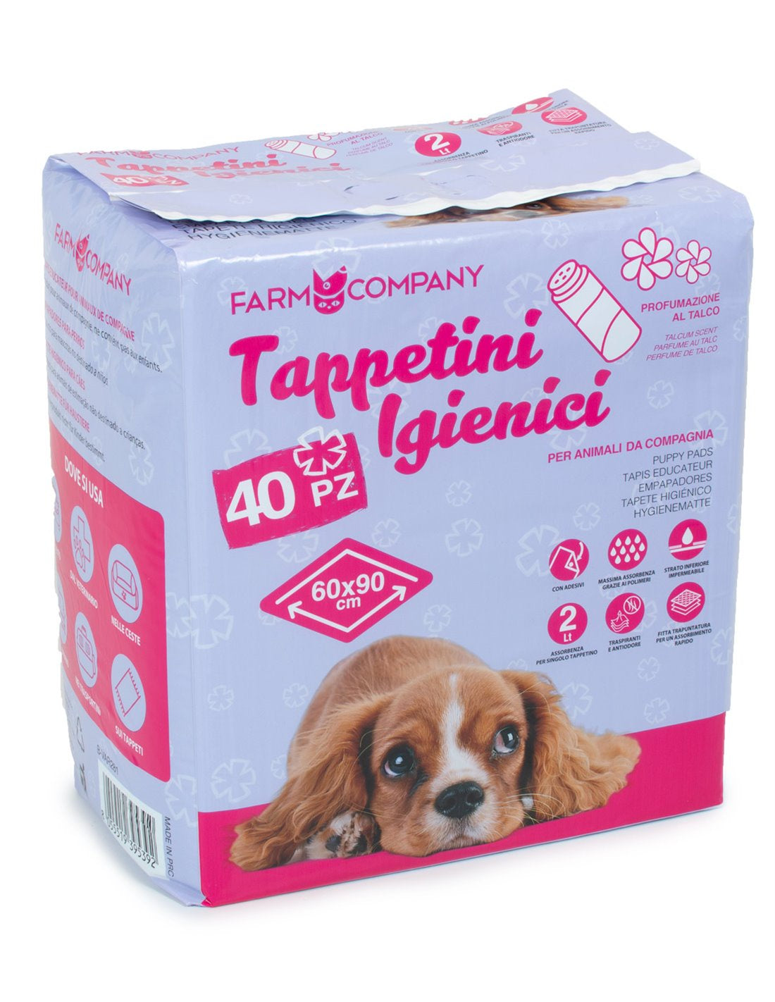 Farm Company hygienic carpets with talc scent, 60x90cm, set of 40, ideal for hygiene and care in cleaning routines.