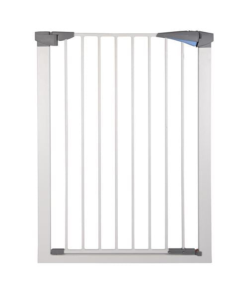 Ferribiella pet gate with adjustable length, black metal design, suitable for small to medium pets, in a home setting