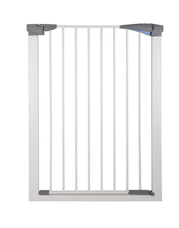 Ferribiella pet gate with adjustable length, black metal design, suitable for small to medium pets, in a home setting