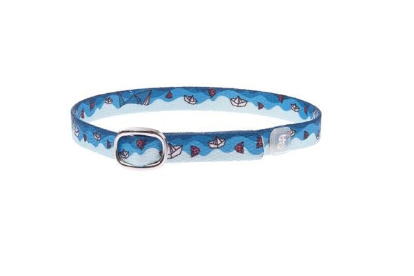 Ferribiella origami motif cat collar in blue, 35cm, made of durable accessories material, designed for feline comfort and style.