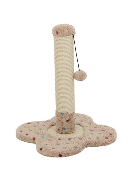 Beige Ferribiella soft scratching post for pets, measuring 33x33x45 cm, featuring a sturdy design for scratching and climbing.