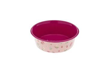 Ferribiella pink patterned dog bowl, 16cm diameter, 940ml capacity, pet feeding accessory with stylish design.