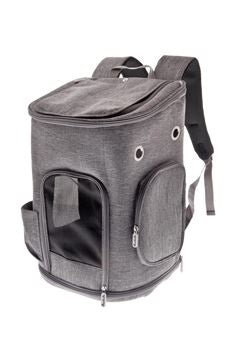 Grey Ferribiella Supreme Eva Pet Carriage backpack with mesh sides and adjustable straps, suitable for small pets.
