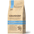 Grandorf White Fish cat food for adult indoor cats in 2kg bag, skin and care formula, natural dry pet food.