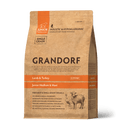 Grandorf Lamb & Turkey Junior Dog Food in 1kg bag, suitable for medium and maxi breeds, natural ingredients.