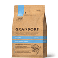 Grandorf White Fish dog food for adult medium and maxi breeds in a 1kg bag, featuring nutritious white fish ingredients.