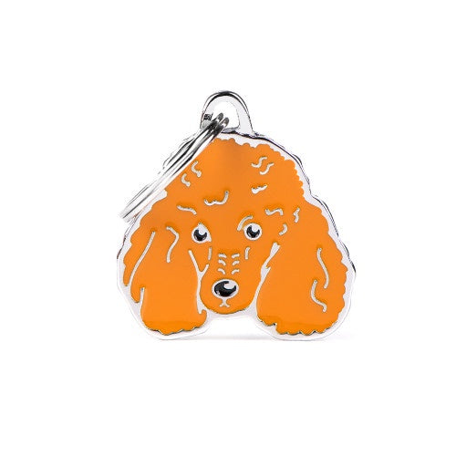 Apricot Poodle ID tag by MyFamily featuring a colorful poodle design for pet identification.
