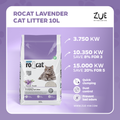 RoCat Lavender Cat Litter 10L in a bag, lavender-scented cat litter designed for odor control and easy cleaning.