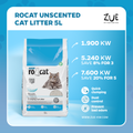 RoCat unscented cat litter 5L, natural clumping cat litter for odor control and easy cleaning, suitable for all cats.