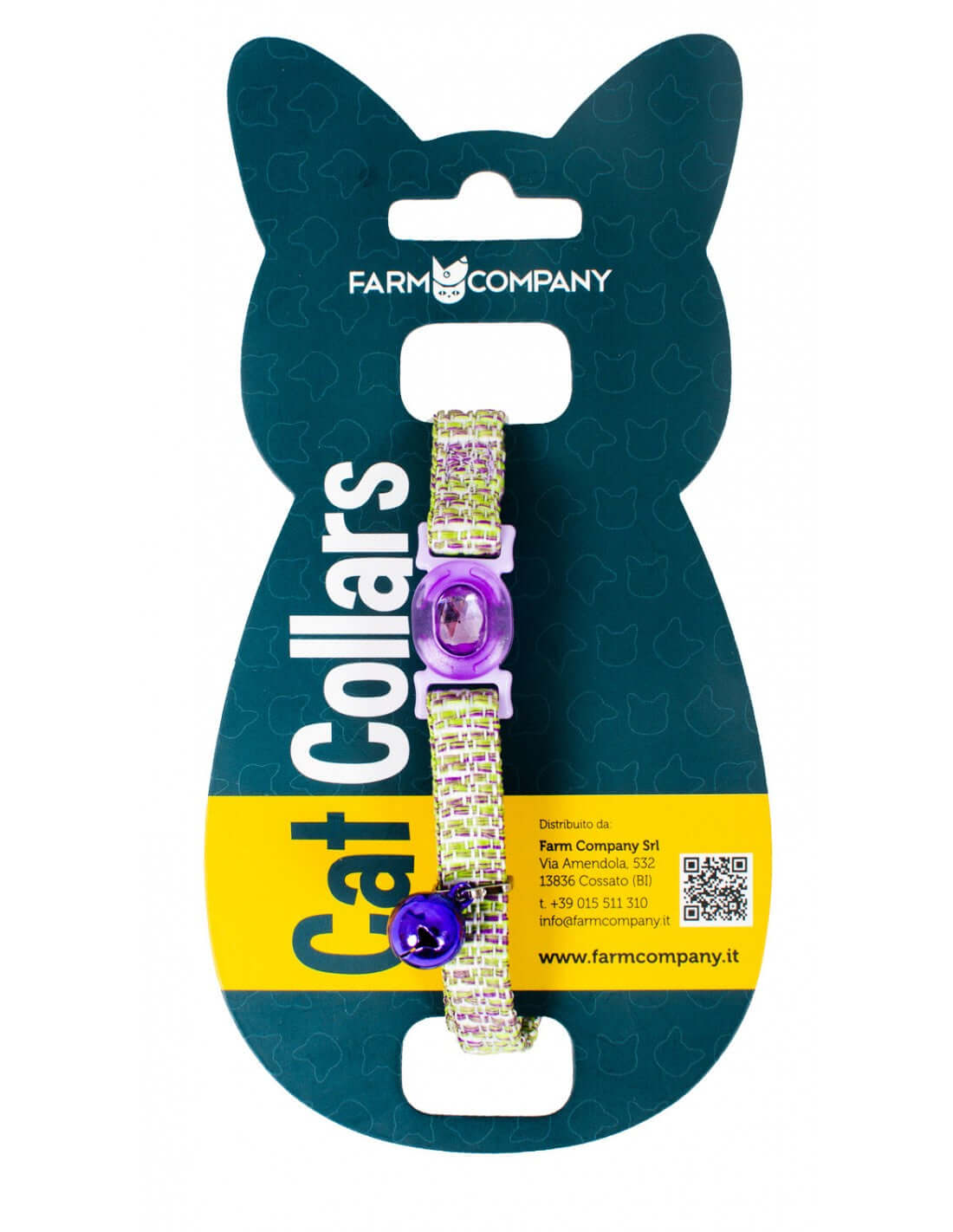 Farm Company nylon deluxe adjustable cat collar in black, featuring a secure buckle and a sleek design for pets.