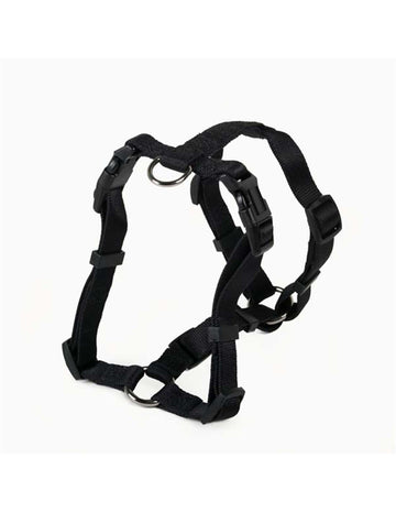 Black nylon harness for pets, 20mm wide, 50-71cm length, from Farm Company, ideal for pet accessories and control.