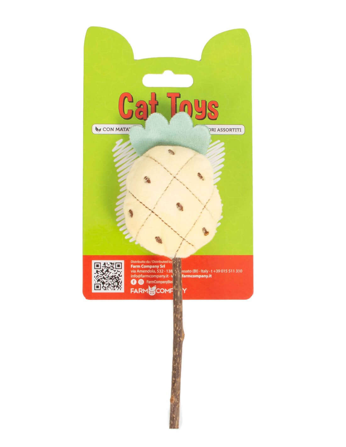 Farm Company plush and Matatabi cat toy, 15cm, soft and colorful, designed for cats to play and cuddle with.