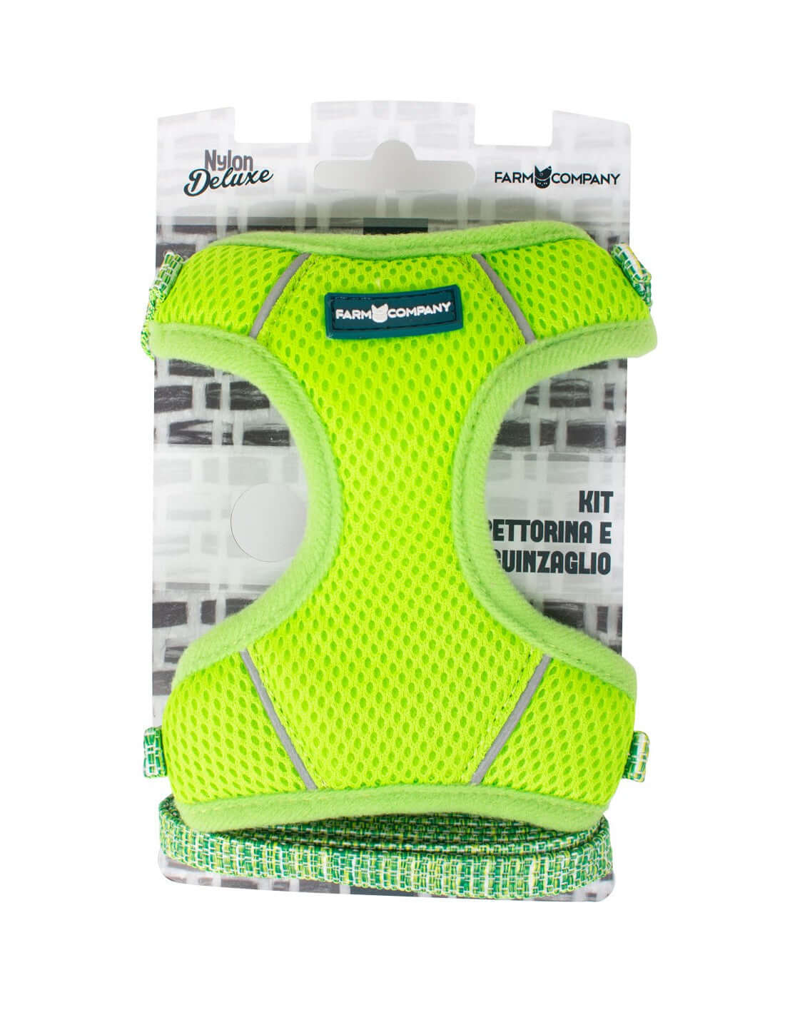 Farm Company Nylon Deluxe Kit Harness - 1x35 40 Leash 120cm Lime Green - مجموعة رباط تحكم وصدرية للكلاب - Zue For Pet Supplies Co.