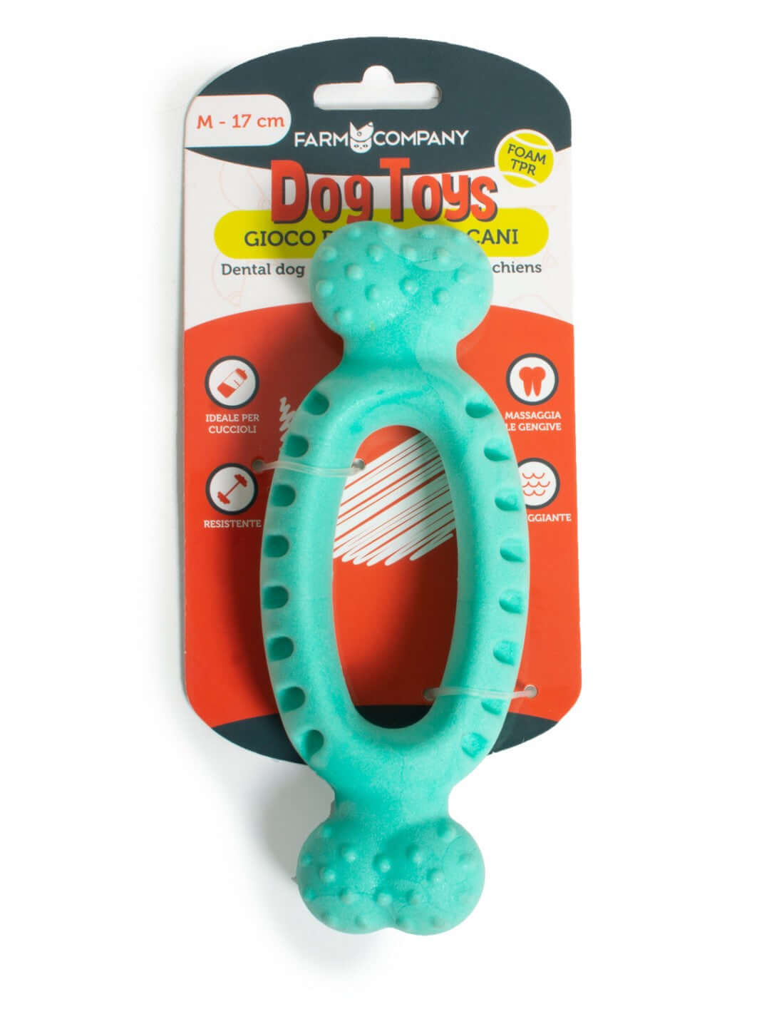 Farm Company foam TPR wish bone dog toy, 17cm, durable chew toy for dogs, ideal for play and dental health.