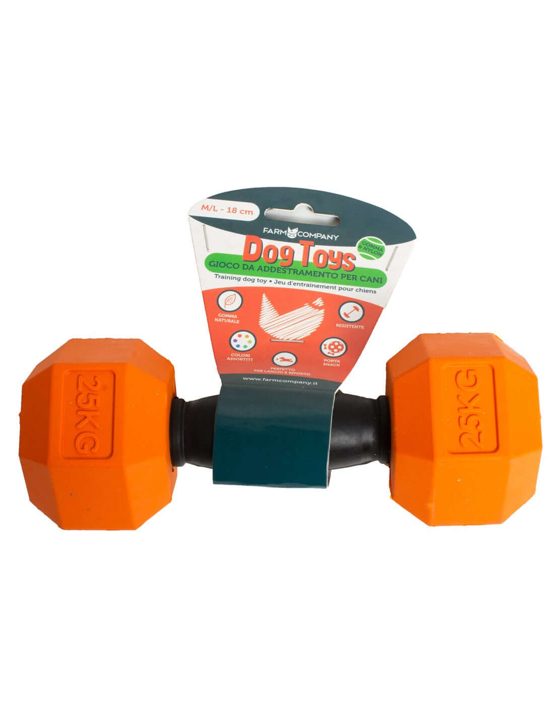 Farm Company Rubber and Nylon Treat Holding Barbell Toy - M/L 18cm - ألعاب الكلاب - Zue For Pet Supplies Co.
