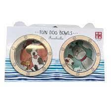 Ferribiella Aquarelle dog bowl, 450ml capacity, colorful ceramic feeding accessory for pets, measuring 13.7x13.7x4cm.